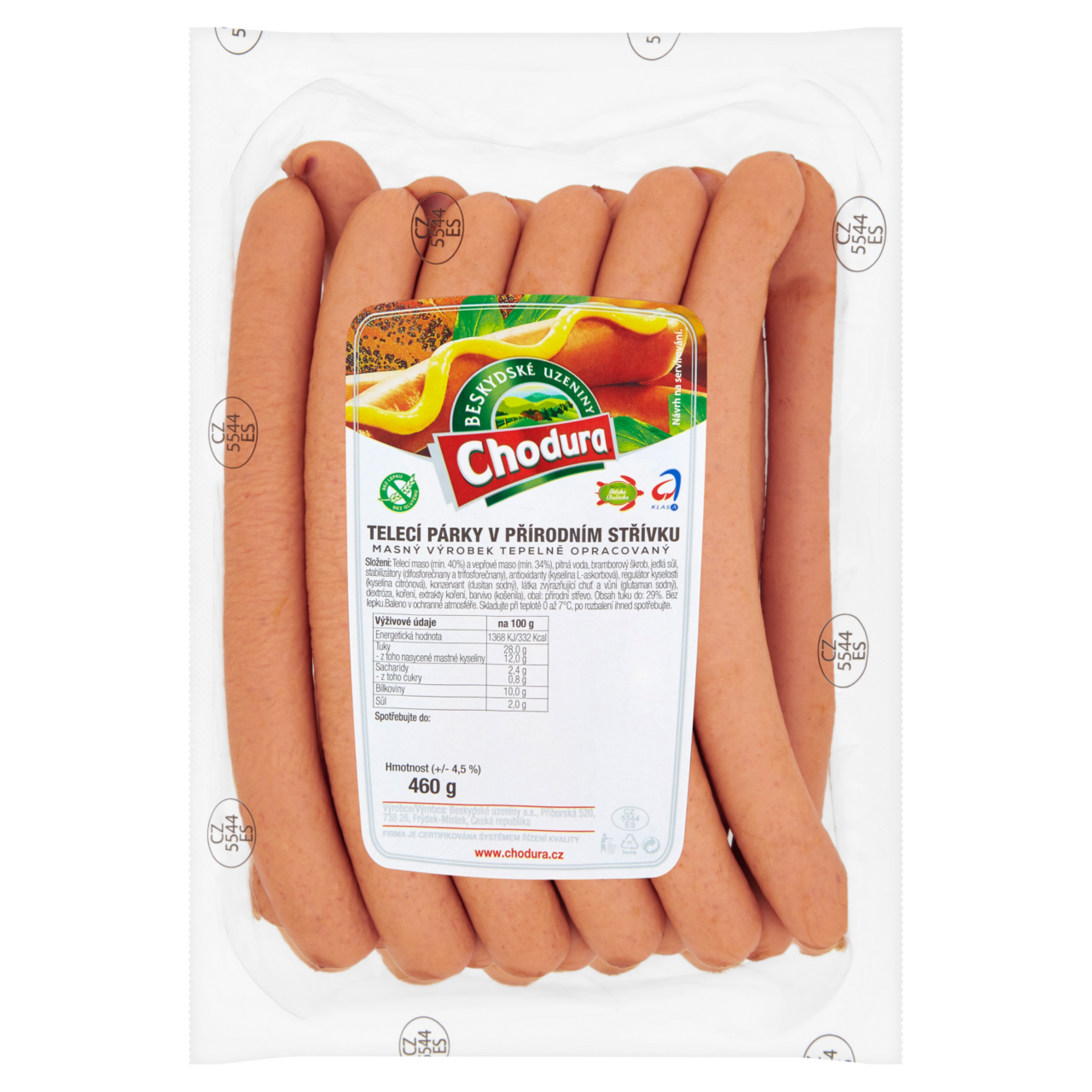 CHODURA Párky telecí v přírodním střívku chlaz. 460 g