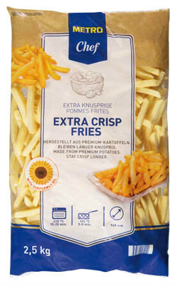 METRO Chef Hranolky Extra Crisp 9 x 9 mm mraž. 4 x 2,5 kg