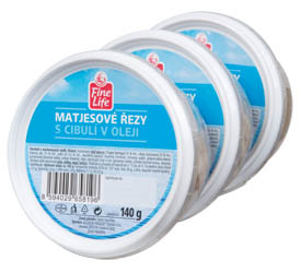 Fine Life Matjesy s cibulí (pevný podíl 3 x 112 g) chlaz. 3 x 140 g