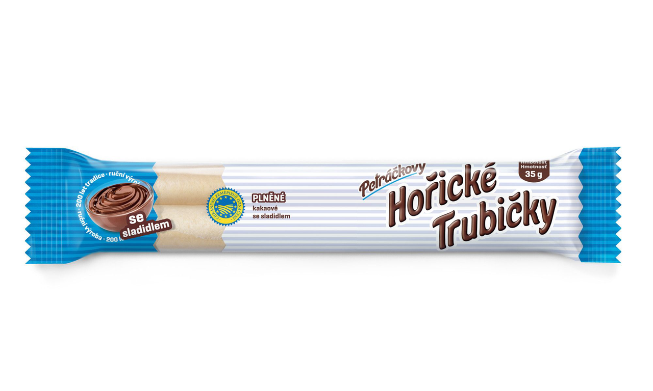 Petráčkovy Hořické trubičky plněné kakaové se sladidlem 20 x 35 g