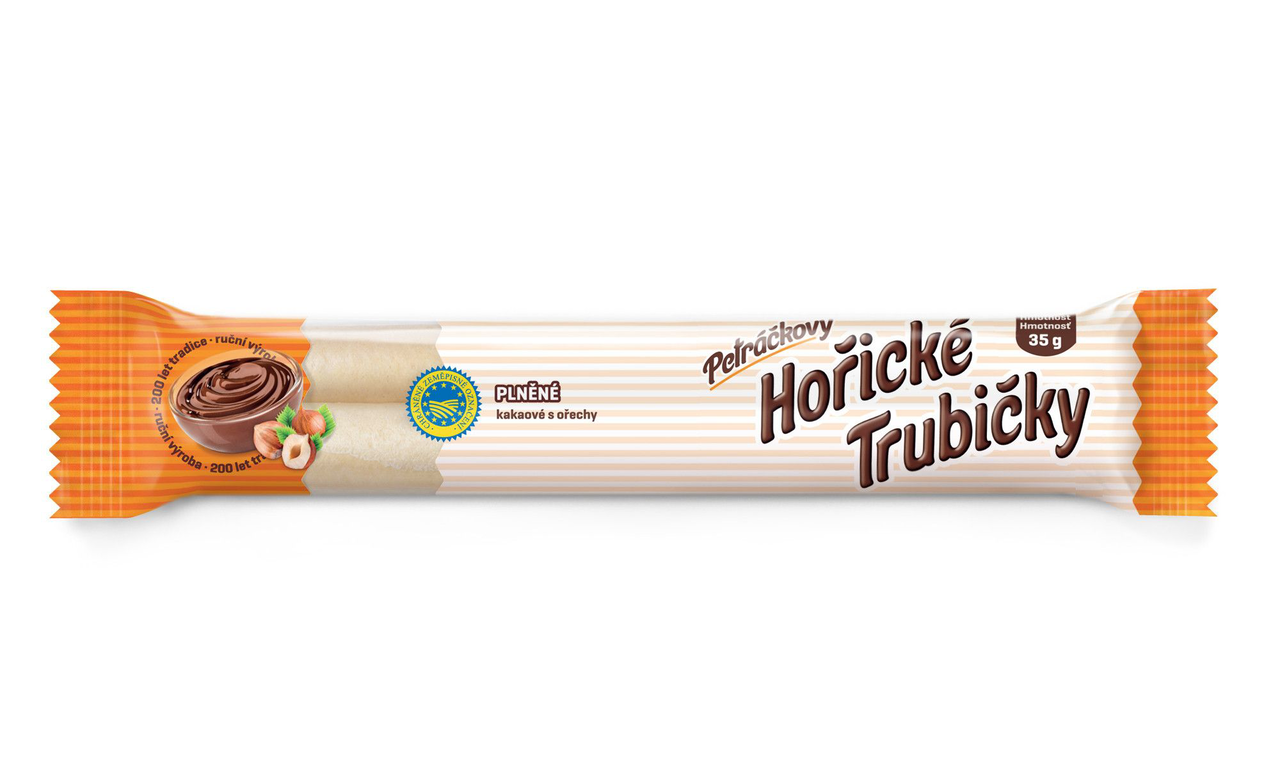 Petráčkovy Hořické trubičky plněné kakaové s ořechy 20 x 35 g