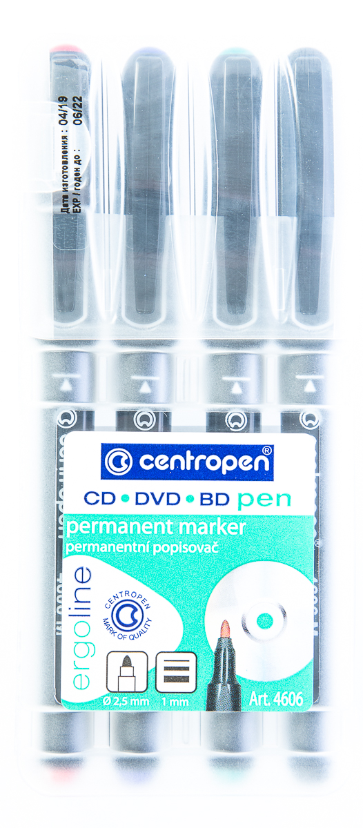 Popisovač Centropen CD-DVD 4606 sada 4 ks