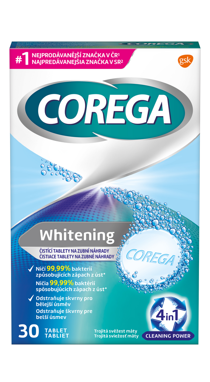 COREGA Tabs Whitening antibakteriální 30 ks