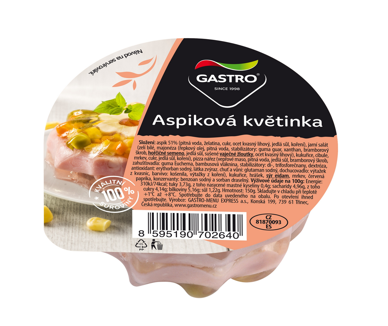 GASTRO MENU Aspiková květinka chlaz. 3 x 150 g