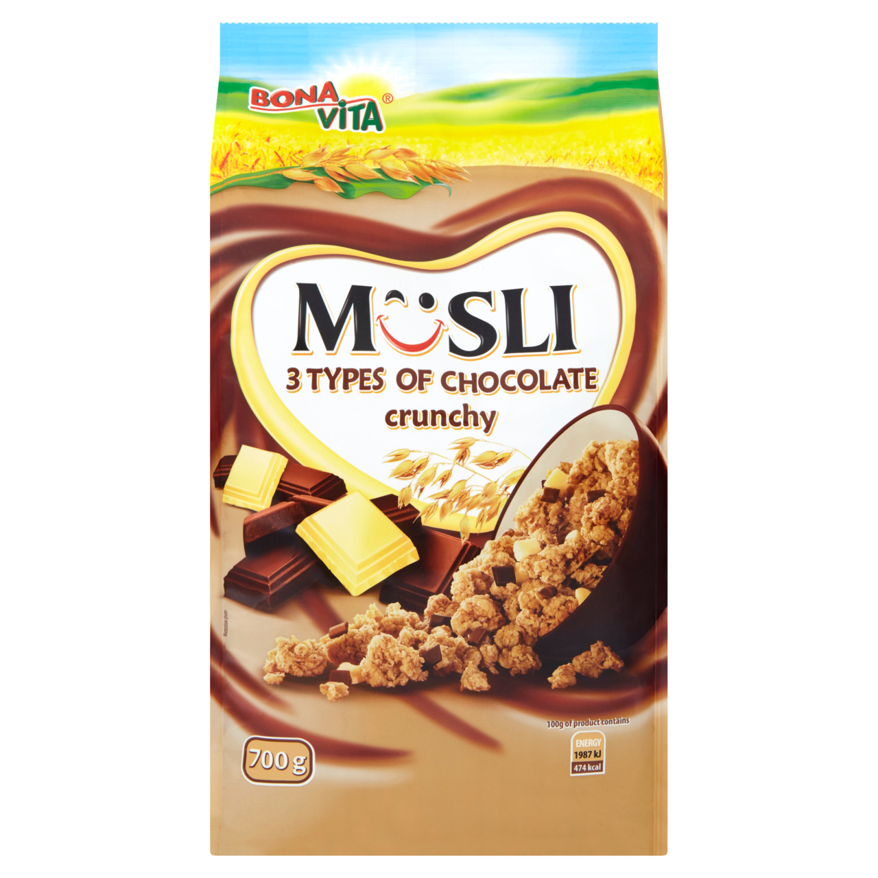 BONAVITA Müsli 3 druhy čokoládové 700 g