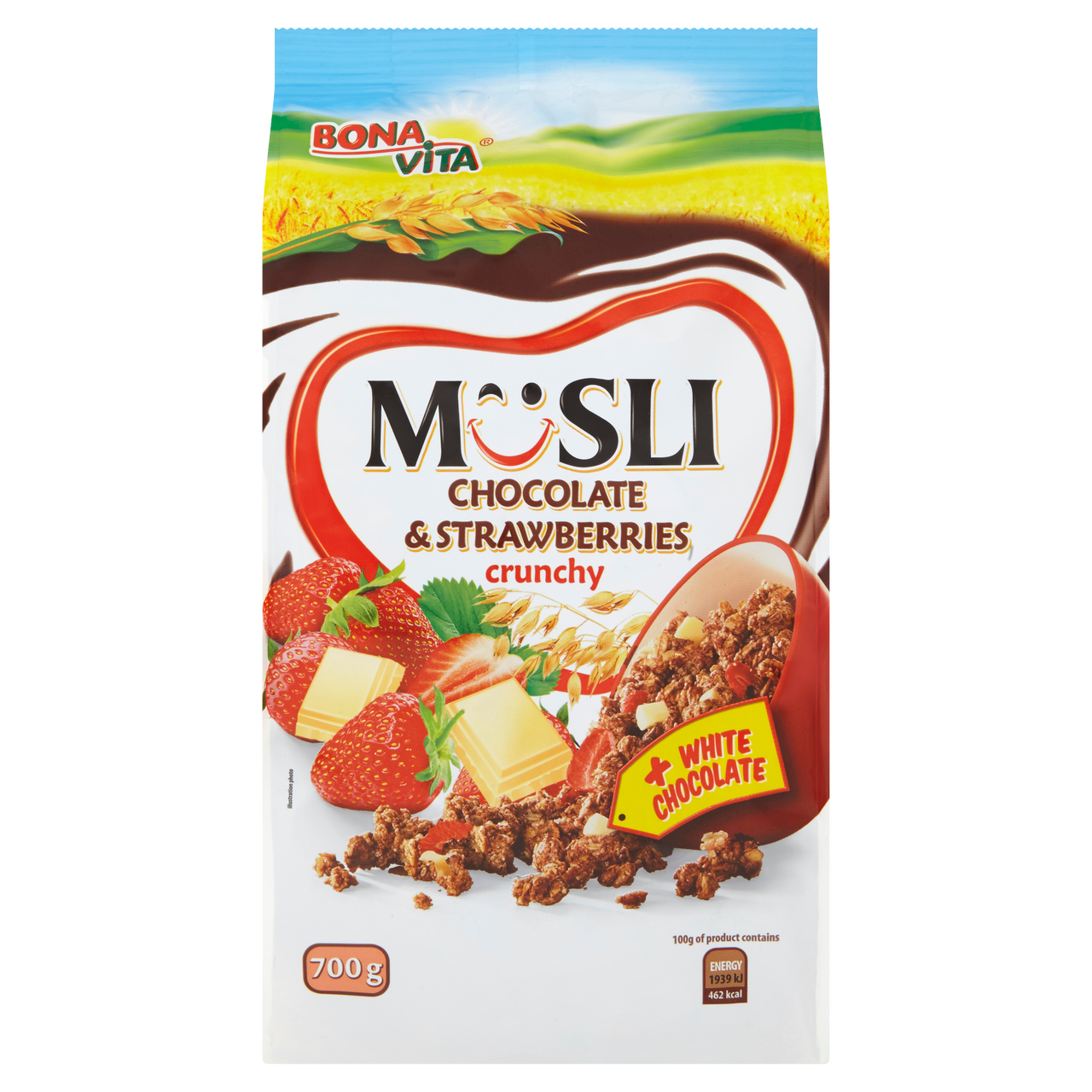 BONAVITA Müsli jahoda+bílá čokoláda 700 g