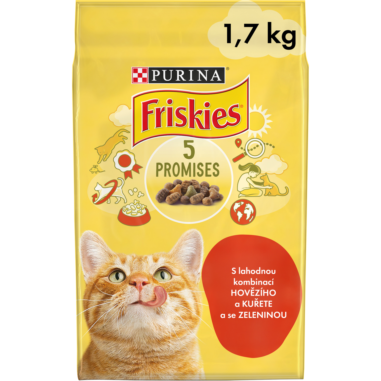 Friskies granule pro kočky hovězí, kuře 1,7 kg