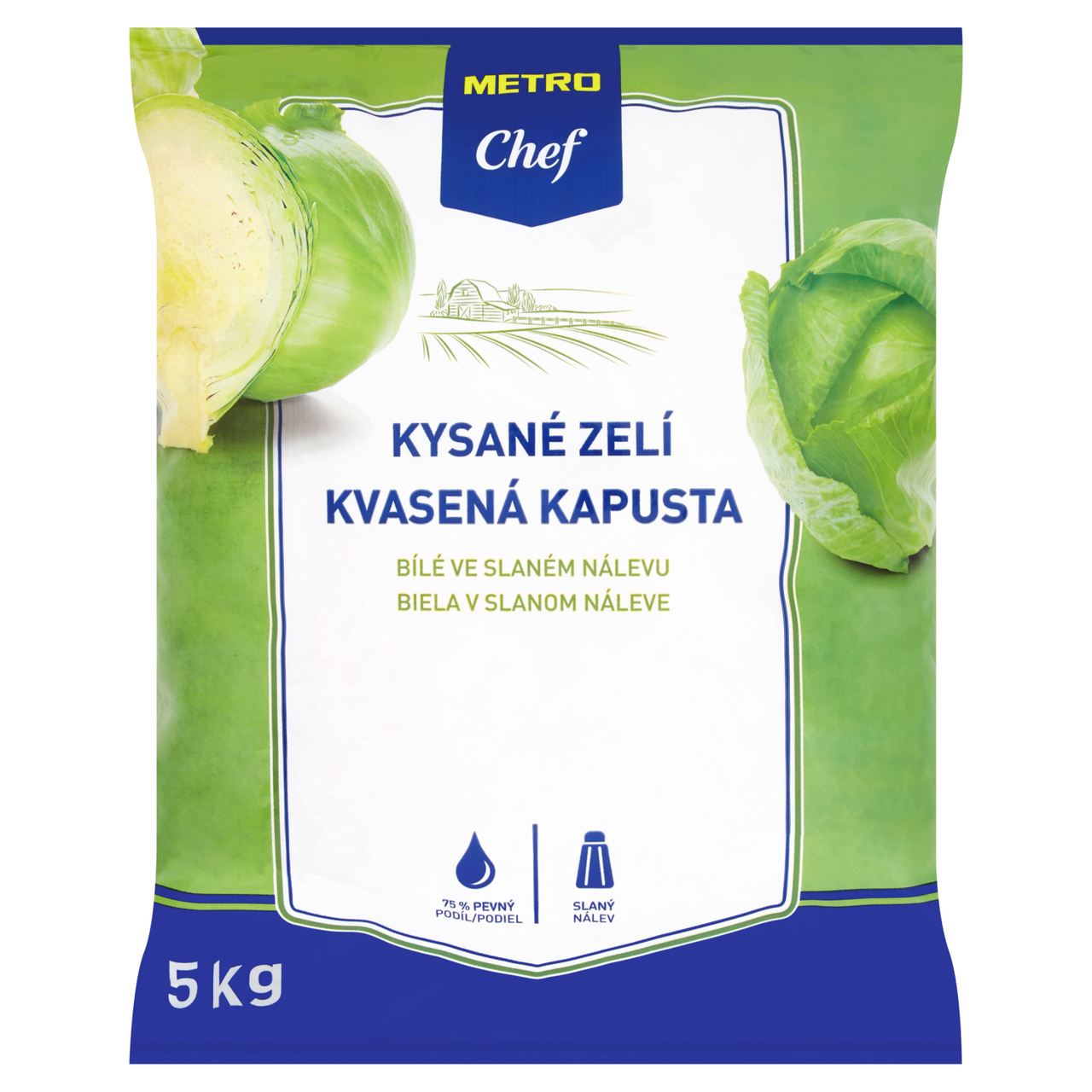 METRO Chef Zelí kysané bílé SK 75% chlaz. 5 kg fólie