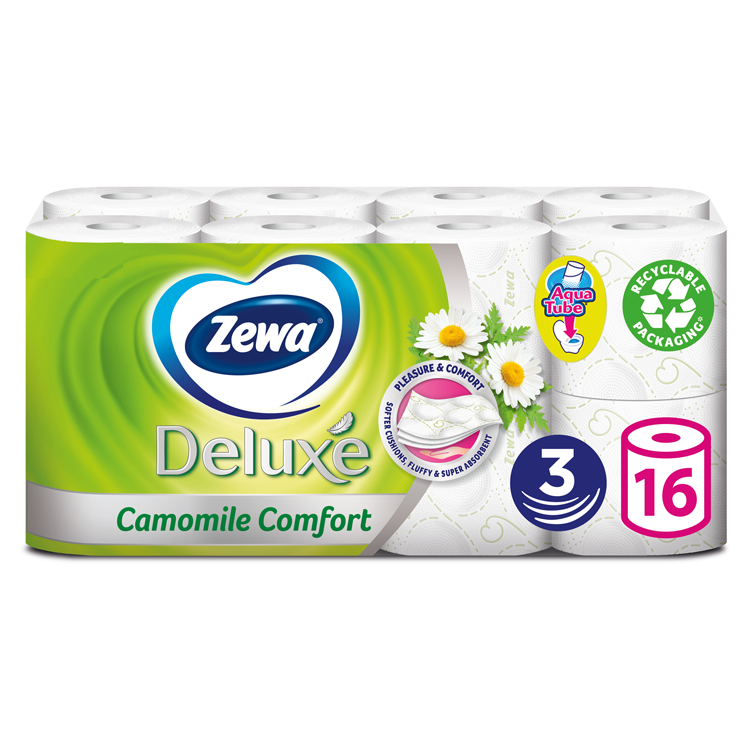 Zewa DeLuxe Cashmere Camomile Toaletní papír 3vrstvý 150 útržků 19,3 m 16 ks