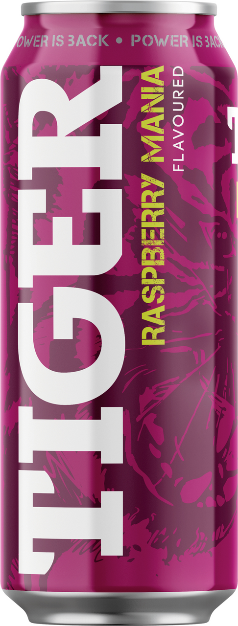 TIGER Raspberry Mania Energy Drink energetický nápoj 12 x 500 ml plech
