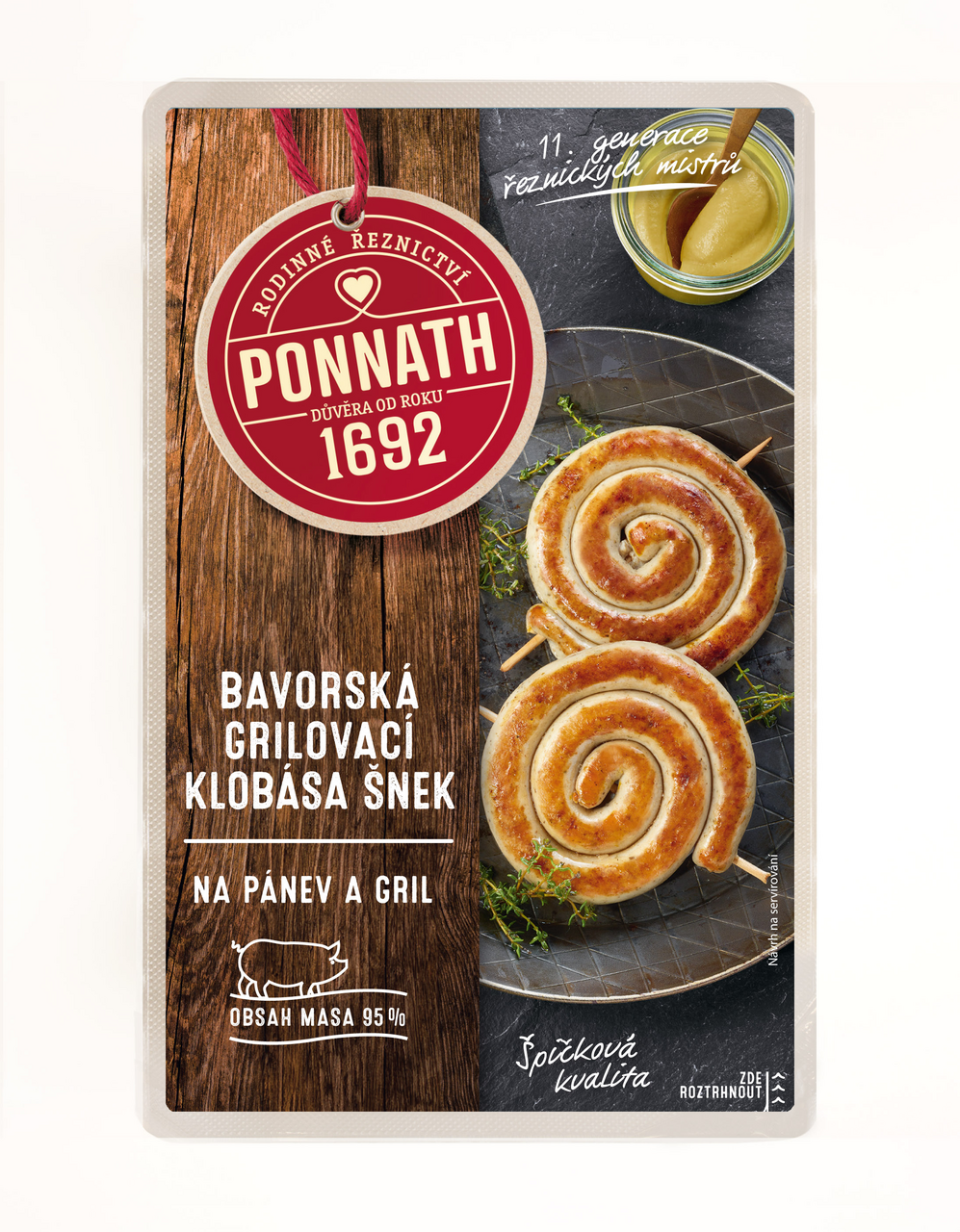 PONNATH Bavorská klobása šnek chlaz. 200 g