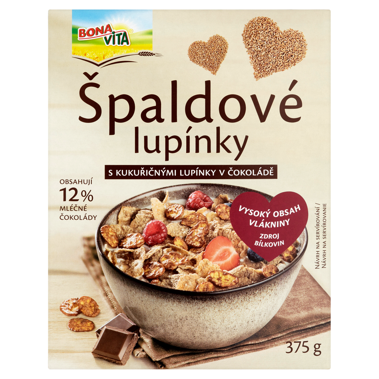 BONAVITA Lupínky špaldové čokoládové 375 g