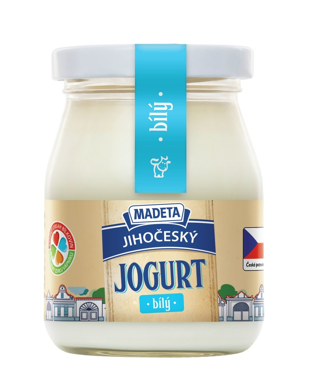 MADETA Jihočeský jogurt bílý 2,5 % tuku chlaz. 200 g ve skle