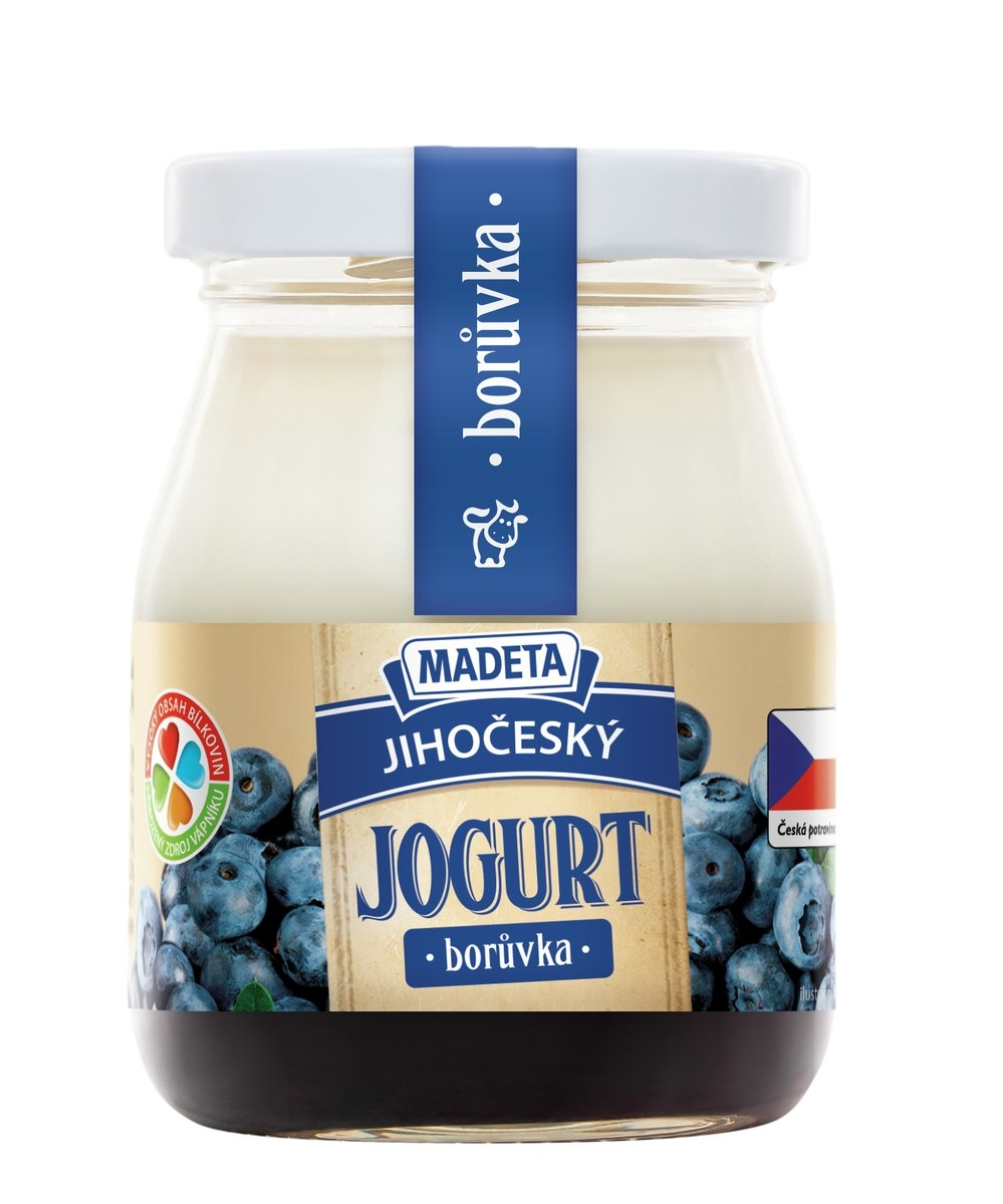 MADETA Jihočeský jogurt borůvka 2,5 % tuku chlaz. 200 g ve skle