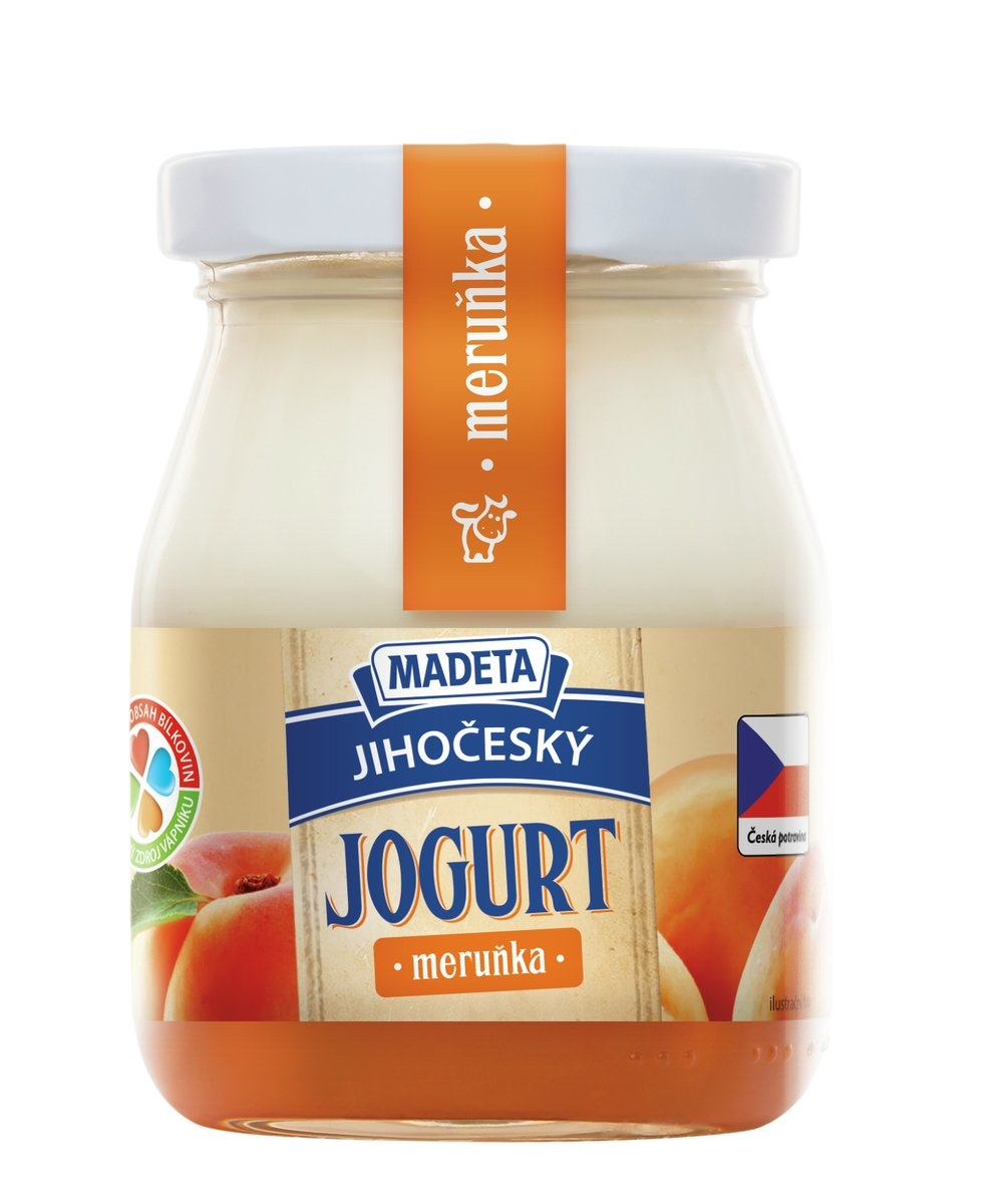 MADETA Jihočeský jogurt meruňka 2,5 % tuku chlaz. 200 g ve skle