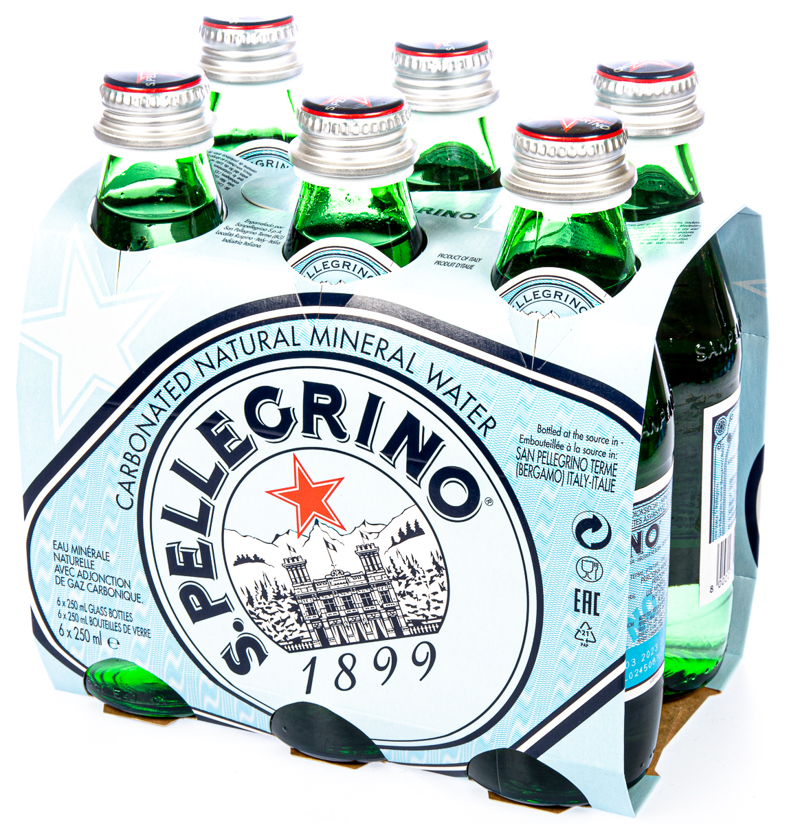 SAN PELLEGRINO Voda minerální perlivá 6 x 250 ml