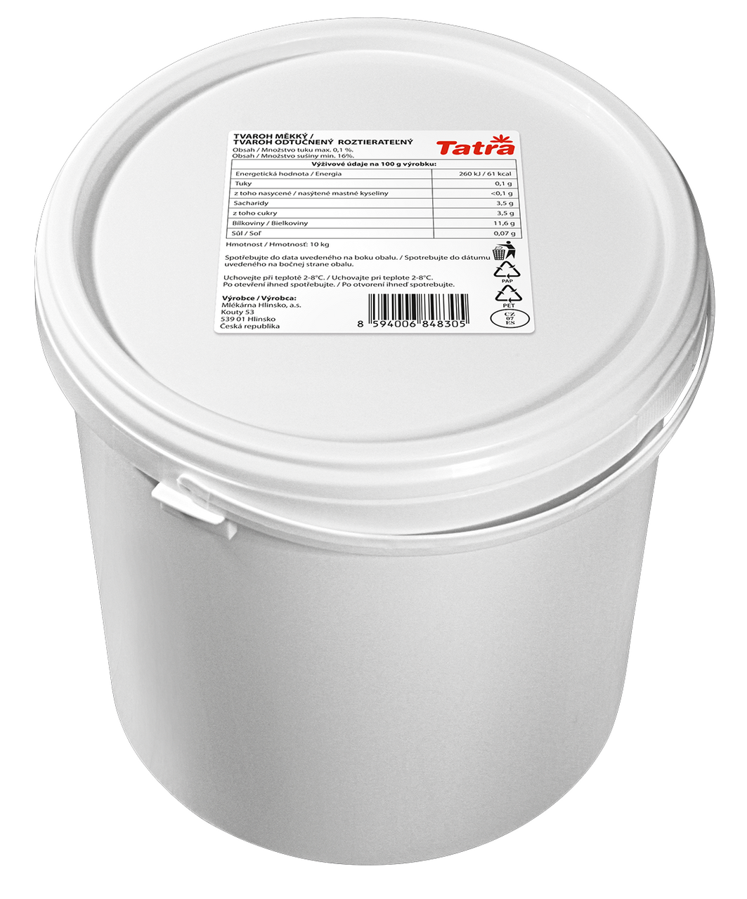 Tvaroh měkký 16 % sušiny chlaz. 10 kg kbelík