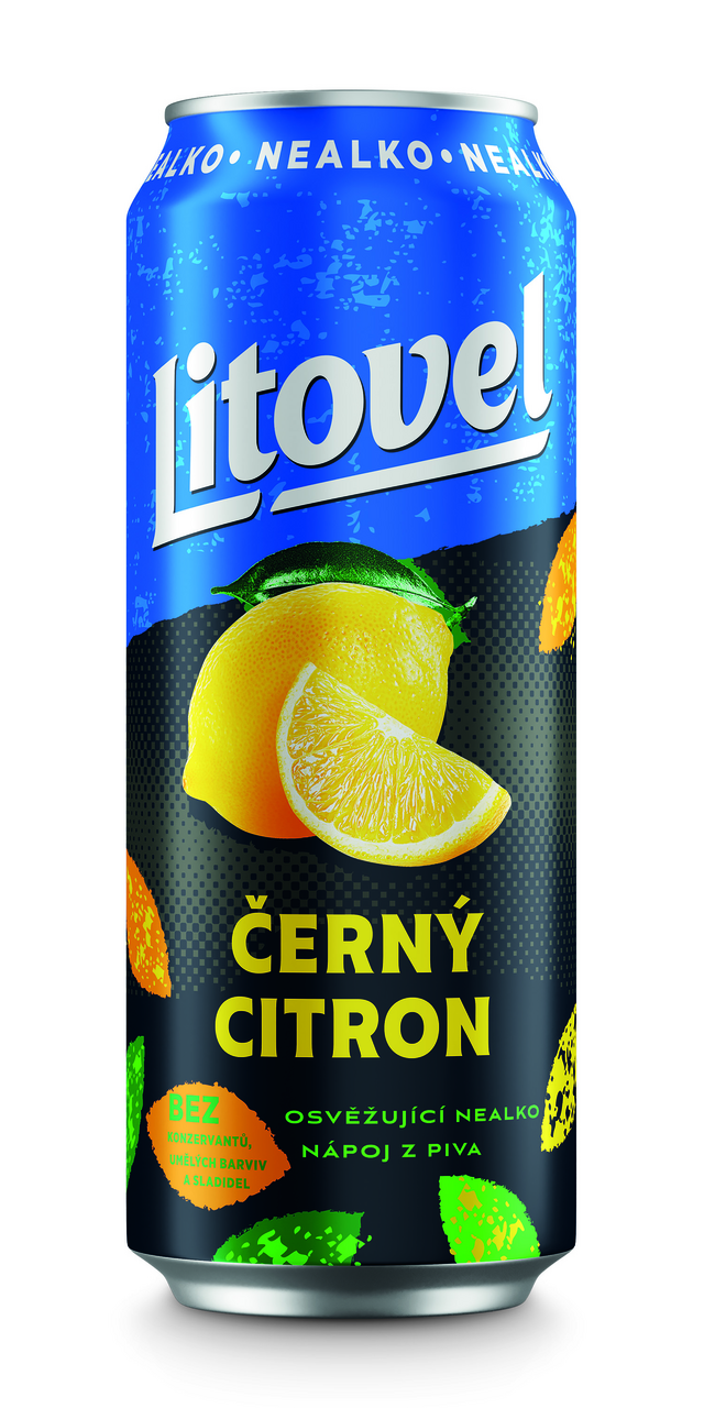 Litovel Černý citron pivo nealkoholické 24 x 500 ml plech