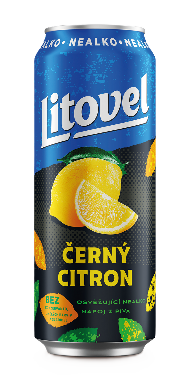 Litovel Černý citron pivo nealkoholické 4 x 500 ml multipack plech