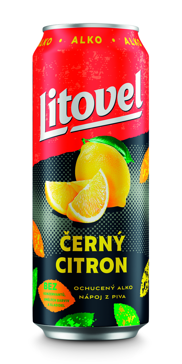 Litovel Černý citron pivo tmavý ležák 6 x 500 ml plech