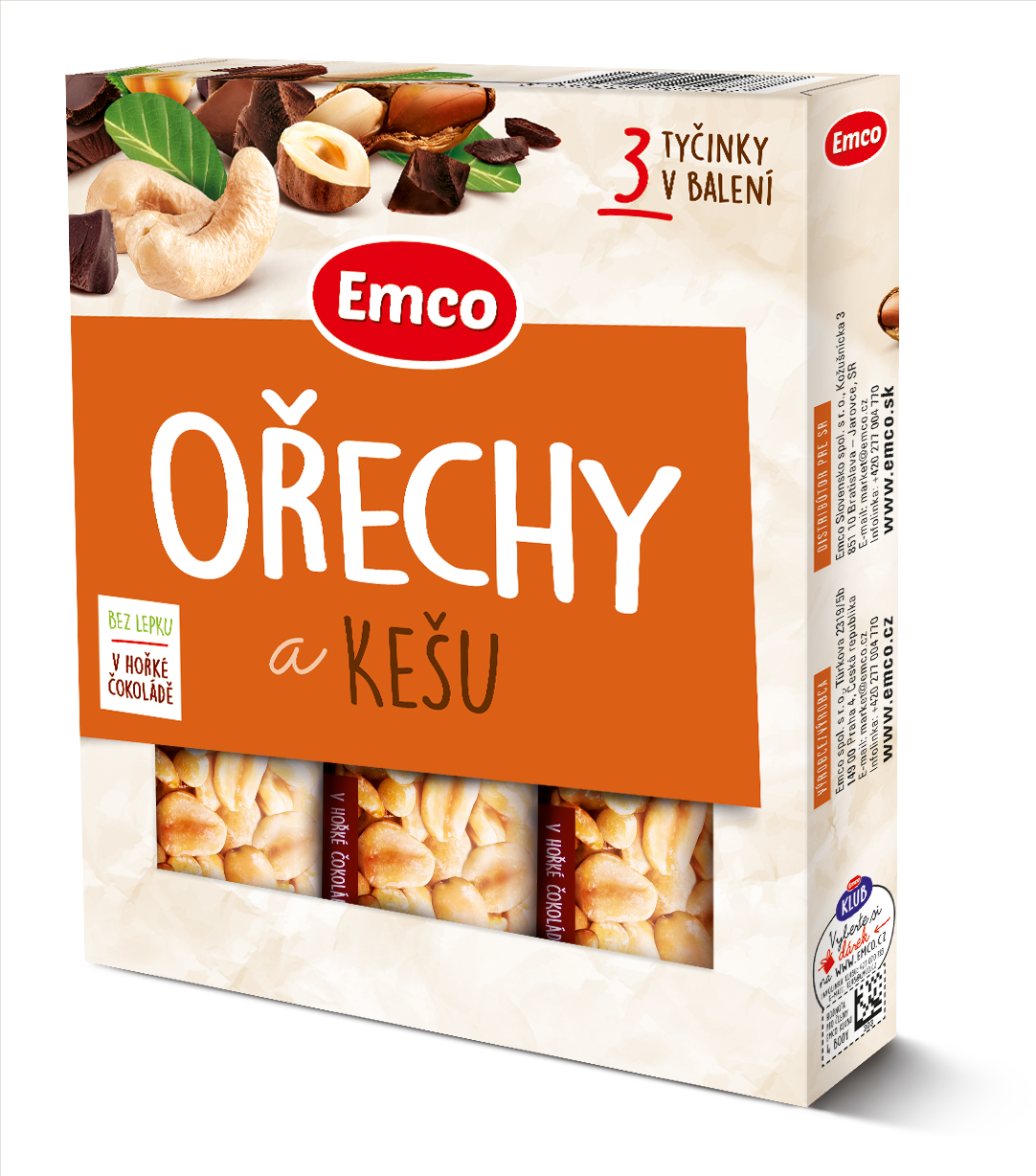 Emco Tyčinka ořechy kešu 3 x 35 g