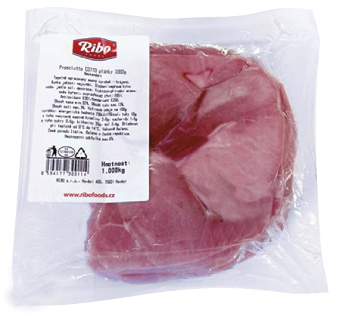 RIBO Prosciutto Cotto (88%masa) šunka plátky chlaz. 1 kg