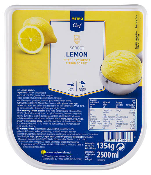 METRO Chef Sorbet citronový mraž. 2,5 l