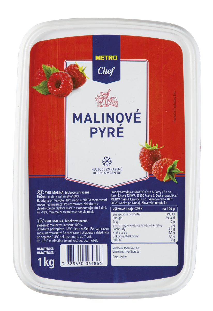 METRO Chef Pyré ovocné malina mraž. 1 kg