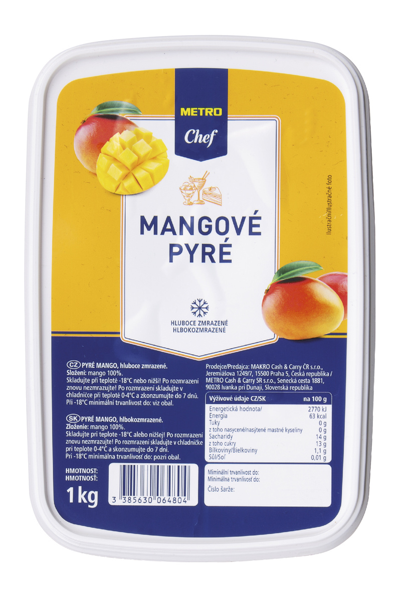 METRO Chef Pyré ovocné mango mraž. 1 kg