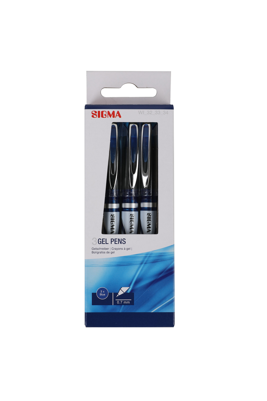 SIGMA Pero gelové 0,7 mm klip modré 3 ks