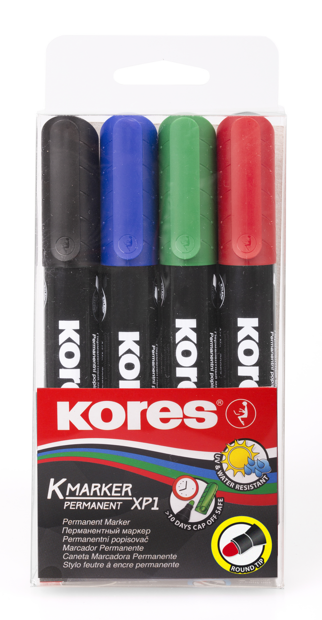 Kores Plus K-M Popisovač permanentní mix 4 ks