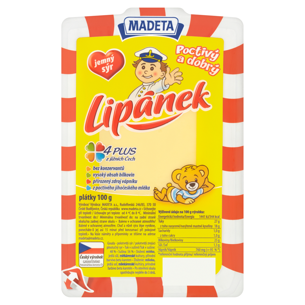 MADETA Lipánek Gouda sýr 48% plátky chlaz. 100 g