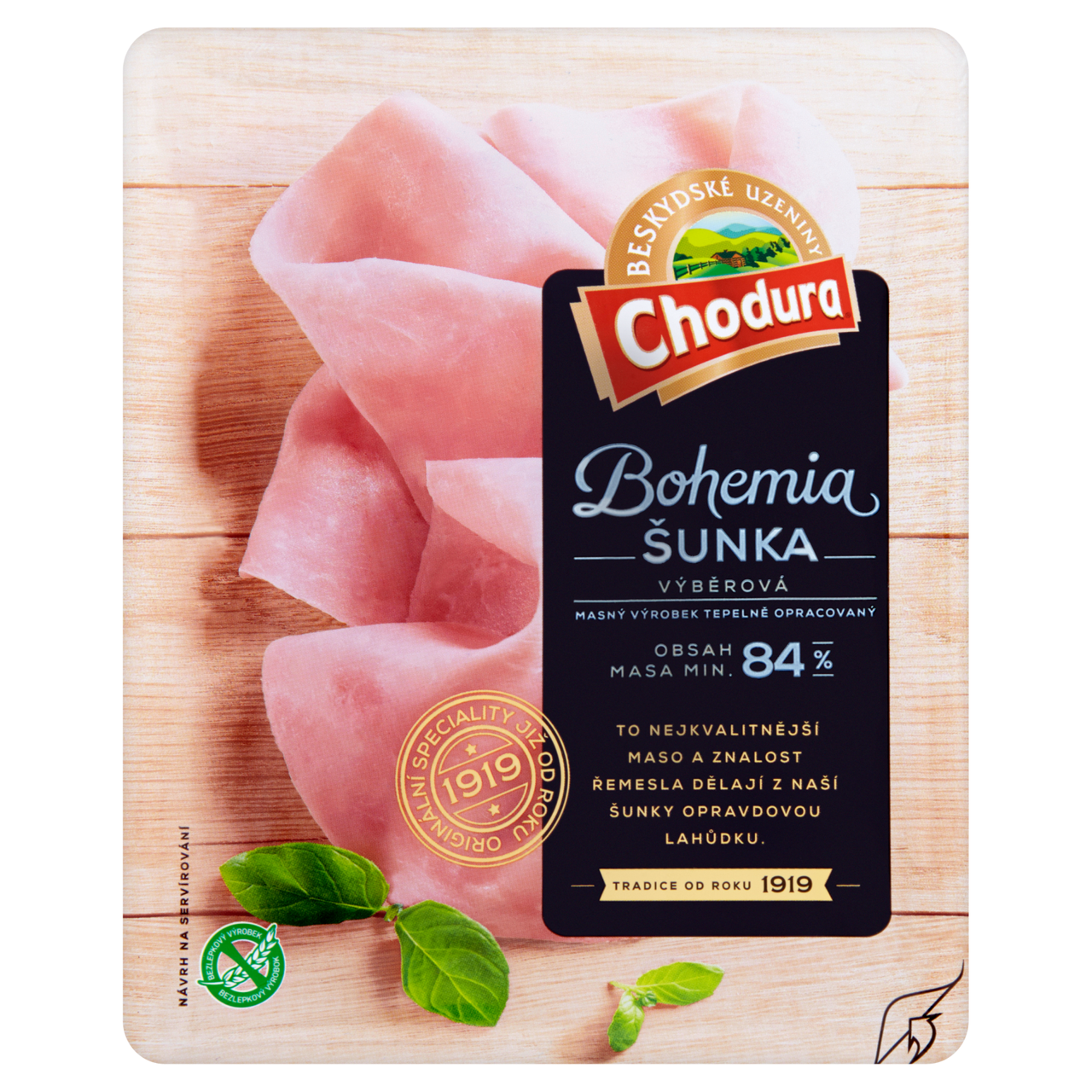 Chodura Bohemia Šunka výběrová plátky chlaz. 100 g