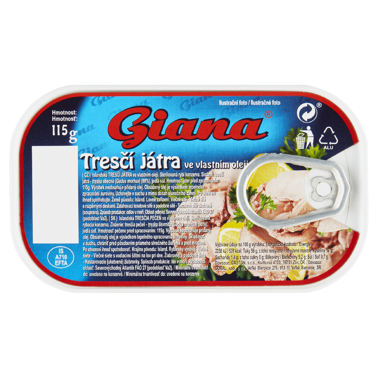 Giana Tresčí játra v oleji 4 x 115 g