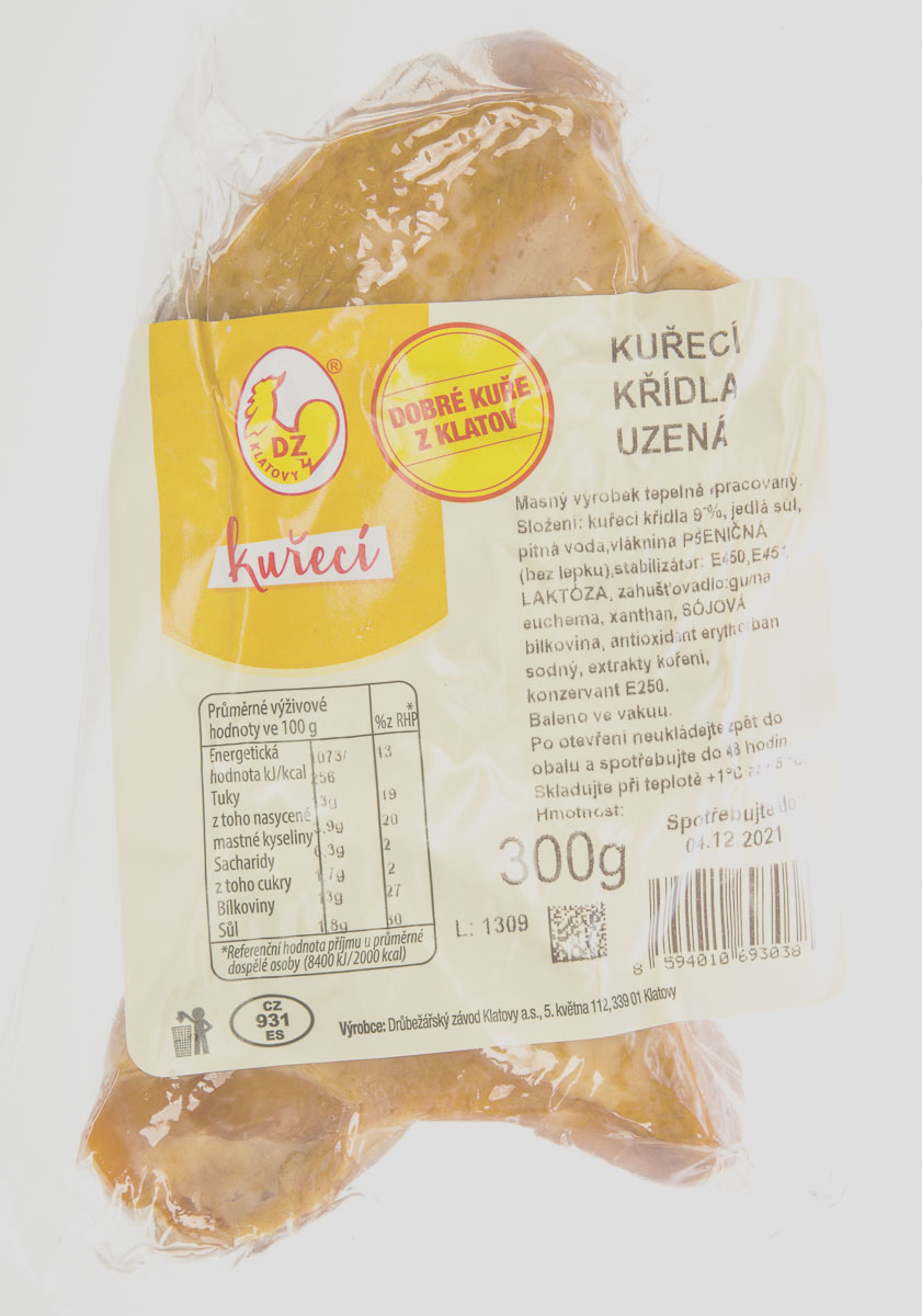Uzená kuřecí křídla bez letek chlaz. 300 g