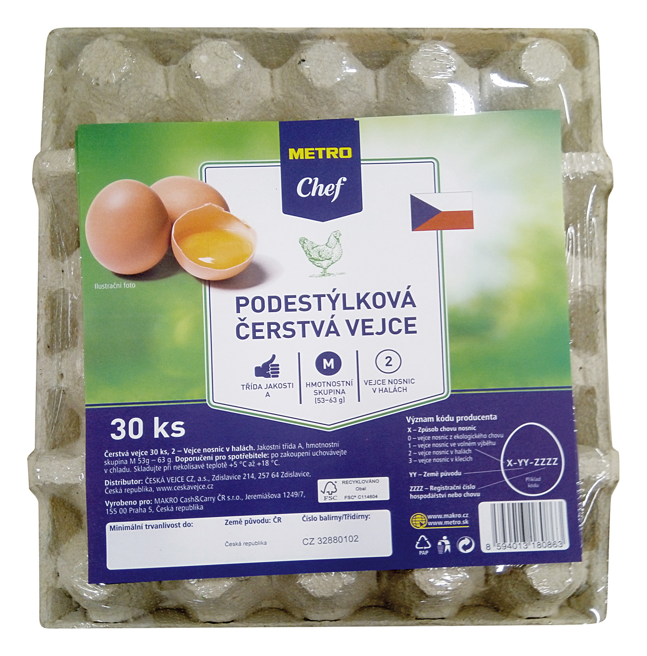 METRO Chef Vejce čerstvá z podestýlky vel. M CZ chlaz. 30 ks