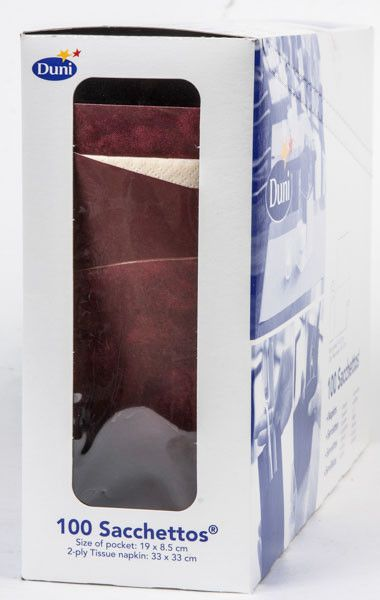 Duni Kapsa na příbor s ubrouskem Saccheto Bordeaux 100 ks