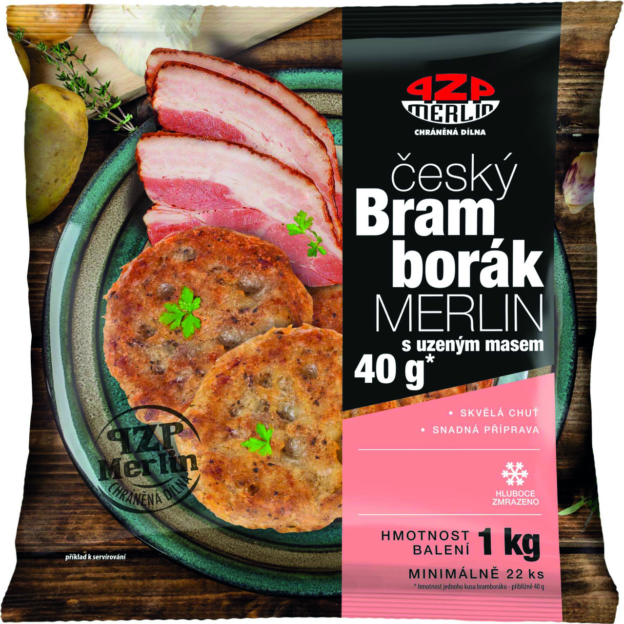 PZP MERLIN Český bramborák s uzeným masem mraž. 25 x 40 g