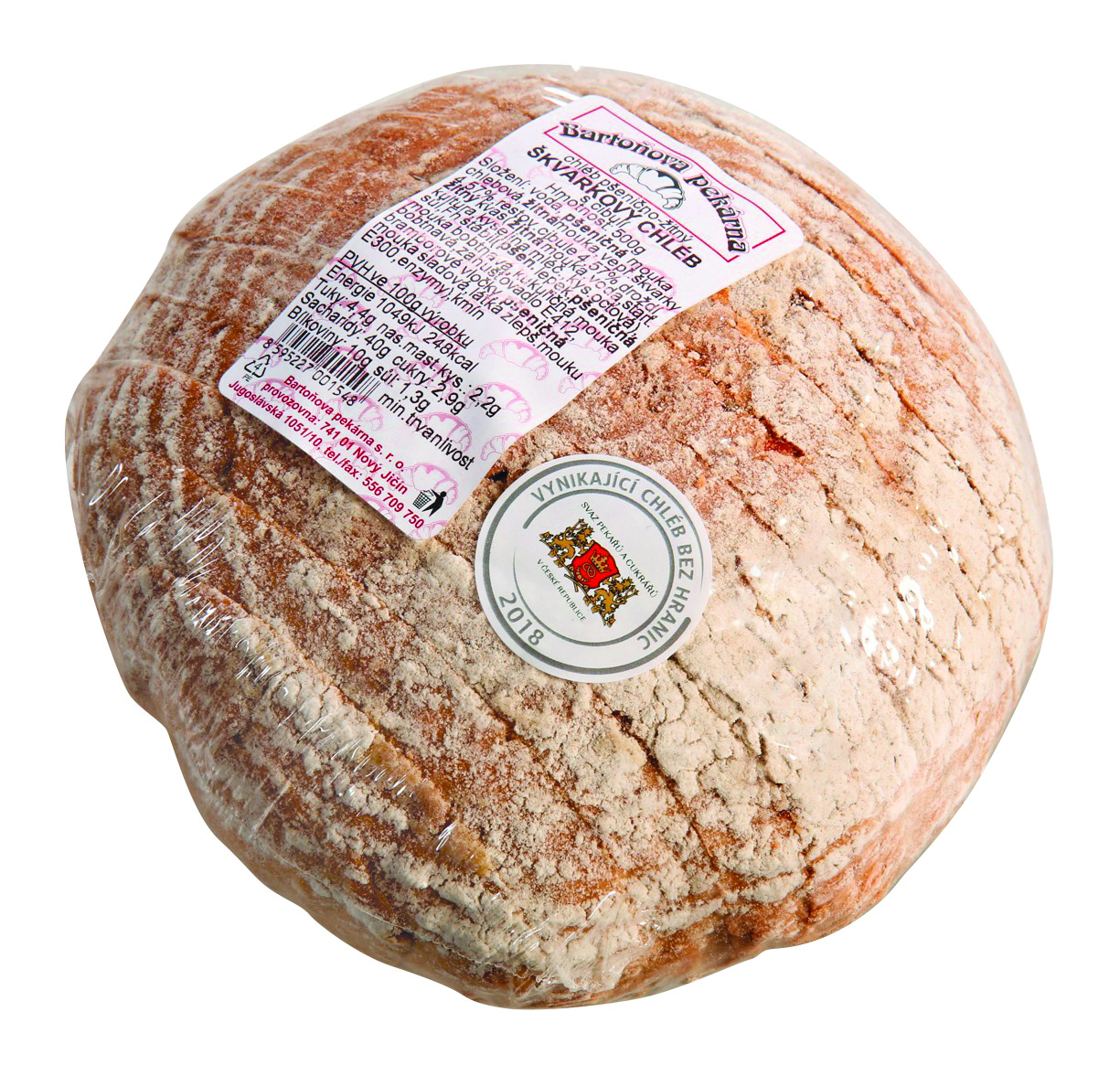 BARTONOVA PEKÁRNA Škvarkový chléb balený 500 g