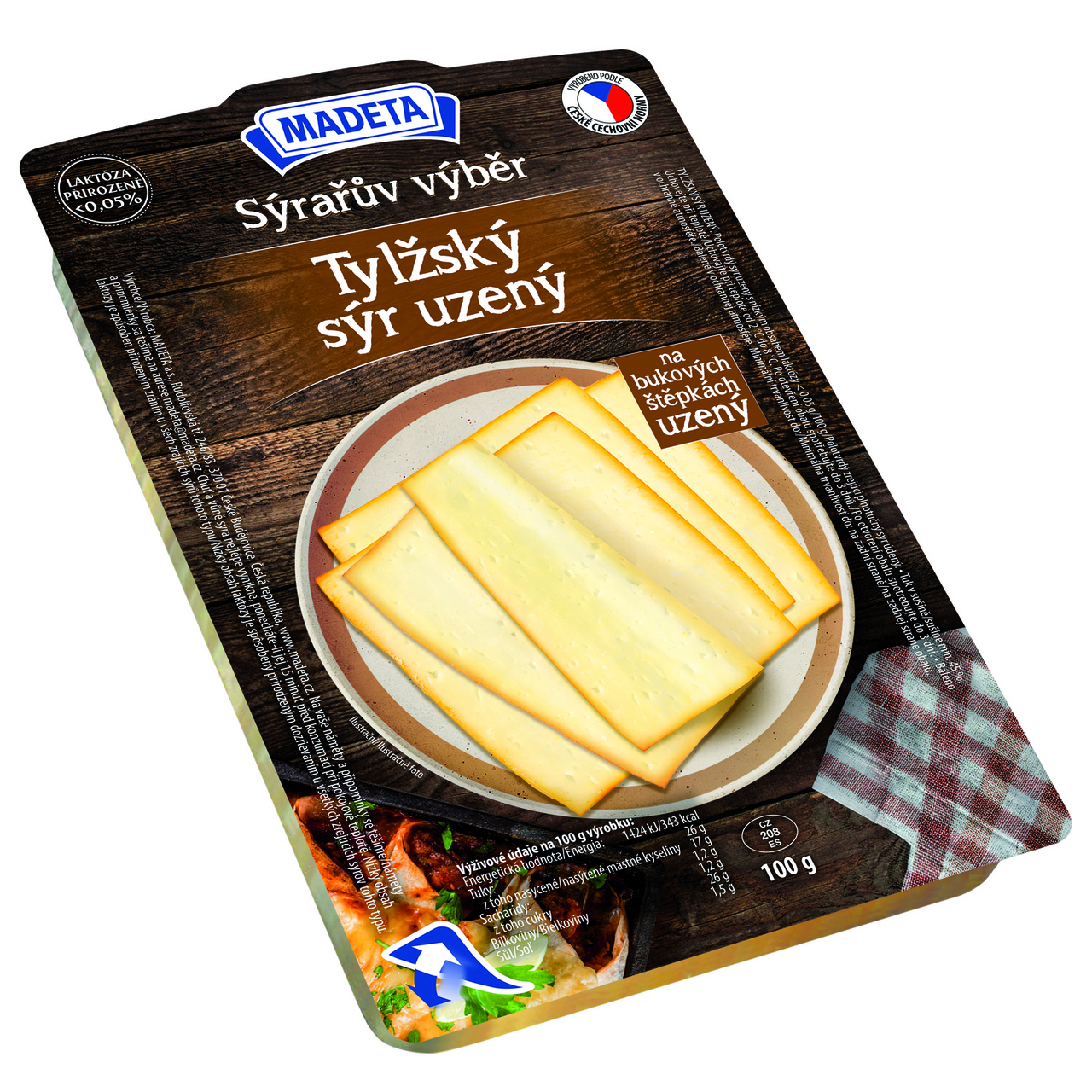 MADETA Tylžský sýr uzený plátky chlaz. 100 g