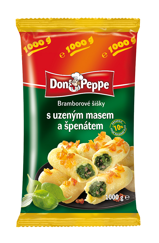 DON PEPPE Bramborové šišky špenát a uzené maso mraž. 1 kg