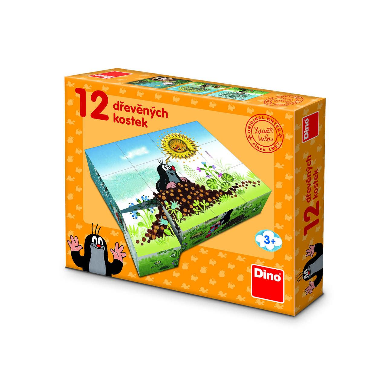 Dino Dřevěné kostky 12 ks mix, různé motivy 1 ks