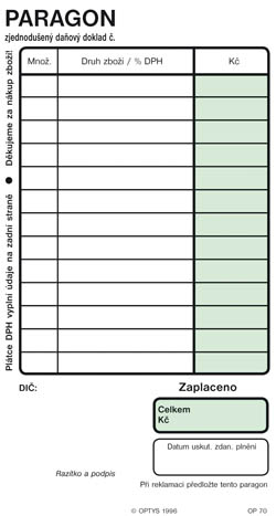 OPTYS Paragon obchodní nečíslovaný 100 listů 5 ks