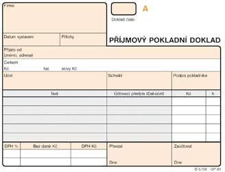 OPTYS Příjmový pokladní doklad číslovaný samopropisovací 5 ks