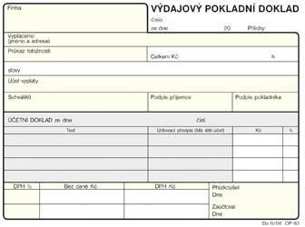 OPTYS Výdajový pokladní doklad nečíslovaný 5 ks