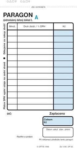 OPTYS Obchodní paragon číslovaný 5 ks