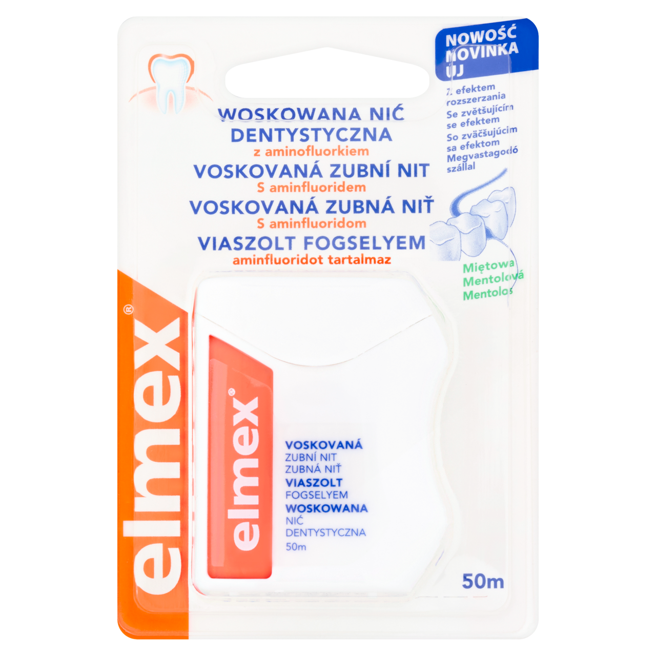 elmex Zubní nit voskovaná mentol 50 m 1 ks