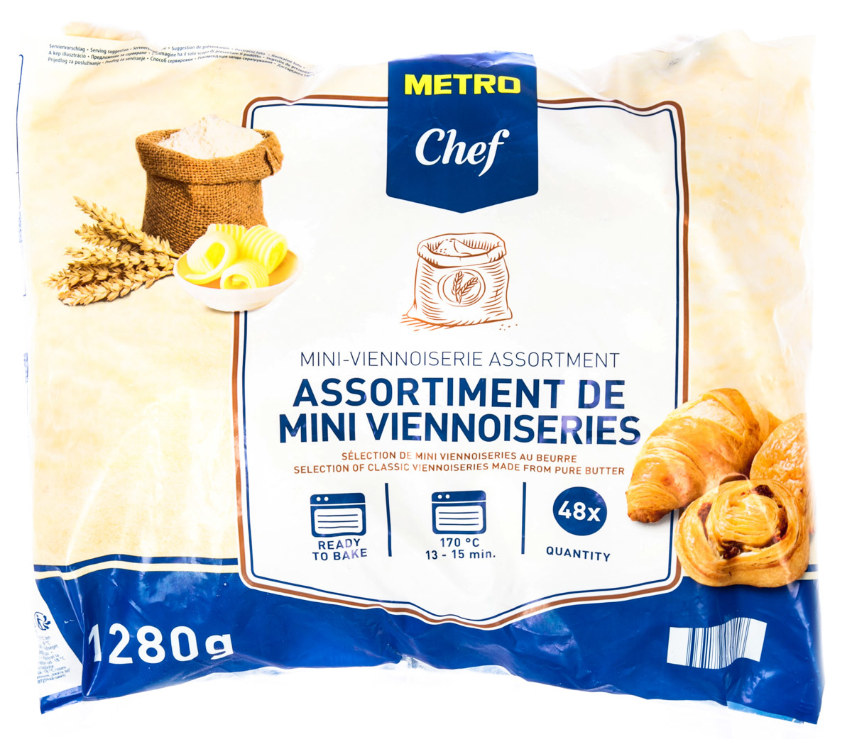 METRO Chef Pečivo máslové mini mix mraž. 1280 g (48 ks)