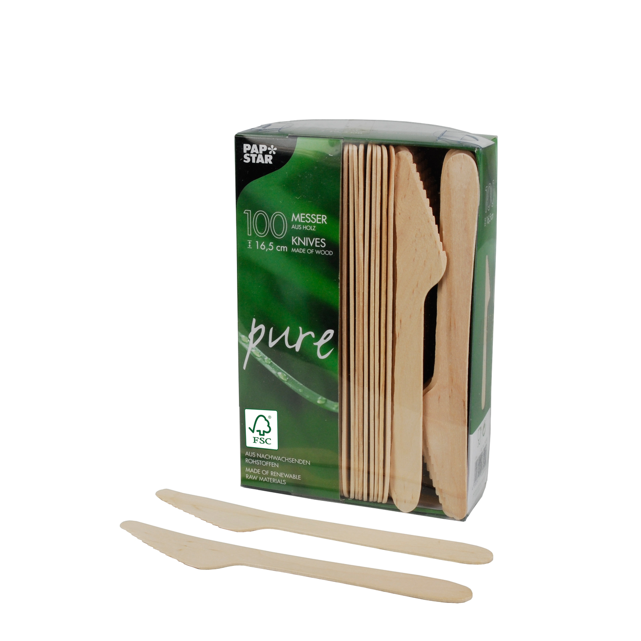 PAP STAR Nůž Pure 16,5 cm dřevěný 100 ks