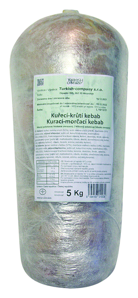 Kebab kuřecí-krůtí mraž. 5 kg